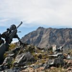 Hunting rifle with a telescopic sight, a bipod while hunting